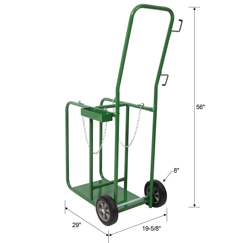 440lbs capacity Cylinder Cart, Welding Cylinder Hand Truck, Large Dual Oxygen Tank 9.5" Cart Dolly With 8-Inch Solid Rubber Wheels