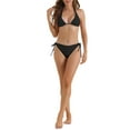 thumbnail image 2 of Conjuntos de bikini de triángulo para mujer de 2 piezas con lazo en la espalda, parte inferior de triángulo, trajes de baño, color negro mediano, 2 of 5