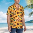 thumbnail image 3 of Balery Bohemian Sunflower Camisas hawaianas de manga corta para hombre, camisas playeras de corte holgado, camisas de vacaciones con botones,3X-Large, 3 of 7