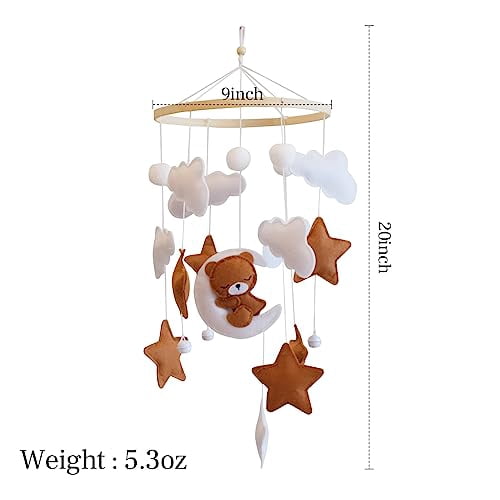 HYPERLIVING Baby Crib Mobile - Bear Mobile for Crib, Felt Cloud Nursery for Boys and Girls, Baby Bassinet Mobile Toy - Shower Set for Infant Bedroom Hanging Decoration