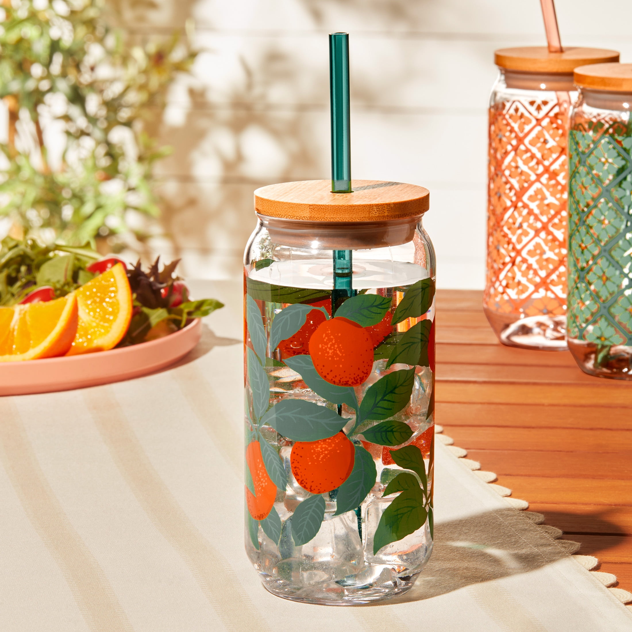 Mainstays by Becky G. & Alejandra 20-Ounce Acrylic Can Shape Tumbler, Orange & Green