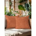 thumbnail image 2 of Outdoor Pillows Waterproof, Terracotta Orange Solid Color Bedding Throw Pillows with Insert for Couch Sofa Bed, Minimalist Vintage Linen Texture 18x18 Inch Pillowcases Patio Pillow Set of 2, 2 of 8
