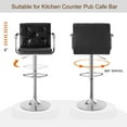 thumbnail image 5 of VECELO Set of 4 Adjustable Height Swivel Bar Stools with Back and Armrest, PU Leather Counter Height Barstools, Black, 5 of 7