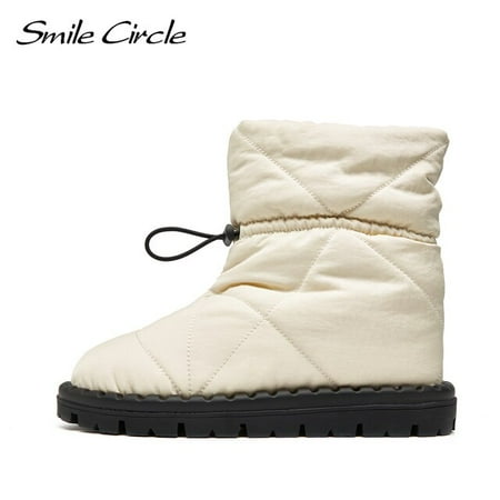 

Smile Circle Ankle Boots Women Winter Snow Boots Nylon Quilted Cotton Filler Warm Short Plush Lining Winter Shoes For Women