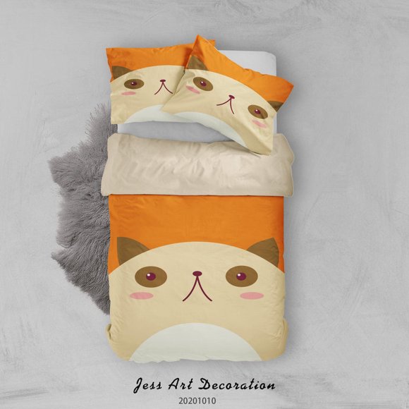3D Cartoon Cute Animal Civet Cat Quilt Cover Set Bedding Set Duvet Cover