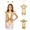 Gold, variant on Girls Space Alien Shiny Metallic Bodysuit with Hair Hoop Set Fly Sleeve Dancewear Fluorescent Green 8