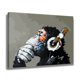 thumbnail image 2 of Póster de lienzo con pintura al óleo de mono para escuchar música, decoración de dormitorio, paisaje deportivo, decoración de oficina, regalo, estilo marco, 20 x 30 cm, 2 of 8
