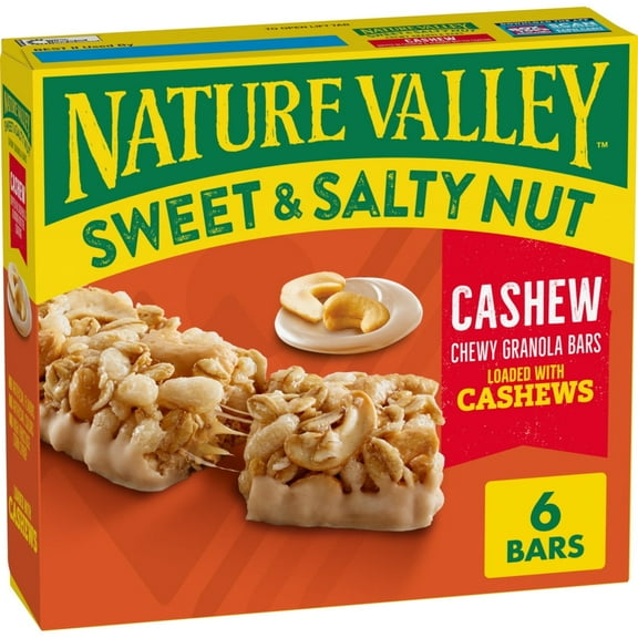 Nature Valley Cashew Granola Bars, Sweet & Salty Nut Snack – 6 Count, 7.2 oz
