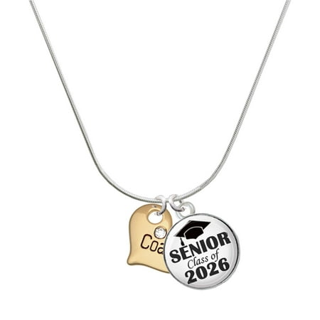Delight Jewelry Gold-tone Large Coach Heart with Crystal – Silvertone Senior Class of 2026 Dome Necklace 18 Delight Jewelry Gold-tone Large Coach Heart with Crystal – Silvertone Senior Class of 2026 Dome Necklace 18