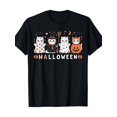 thumbnail image 1 of Halloween T-Shirt - Women's & Men's Halloween T-Shirt - Cute Cats in Witch Hats with Pumpkins, Bats, Halloween Text - Machine Washable Spooky Costume Party Shirt for Halloween Decorations, 1 of 6