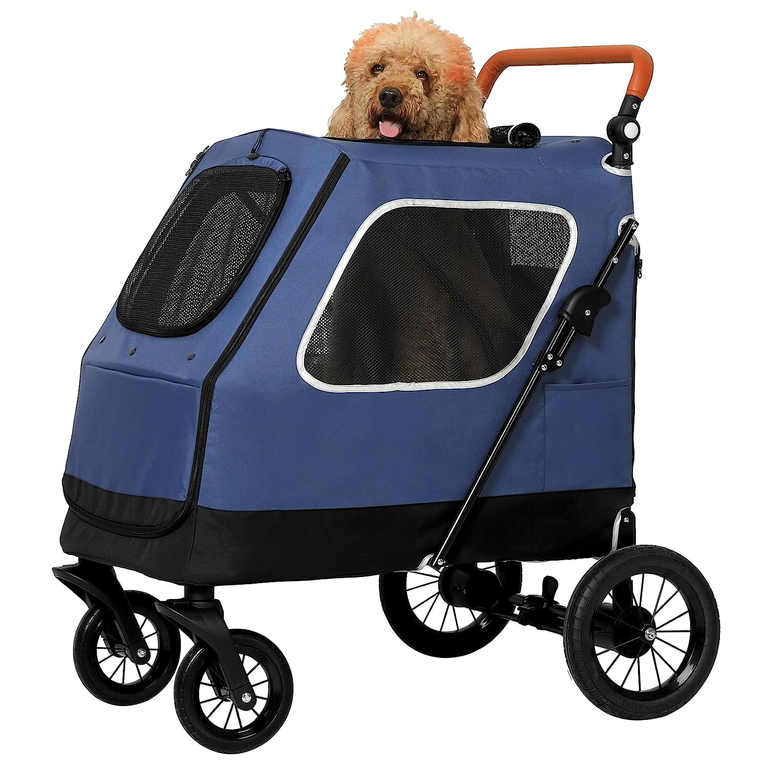 Foldable Pet Stroller with 4 Wheel for Medium/Large Dogs or Cats, Dog