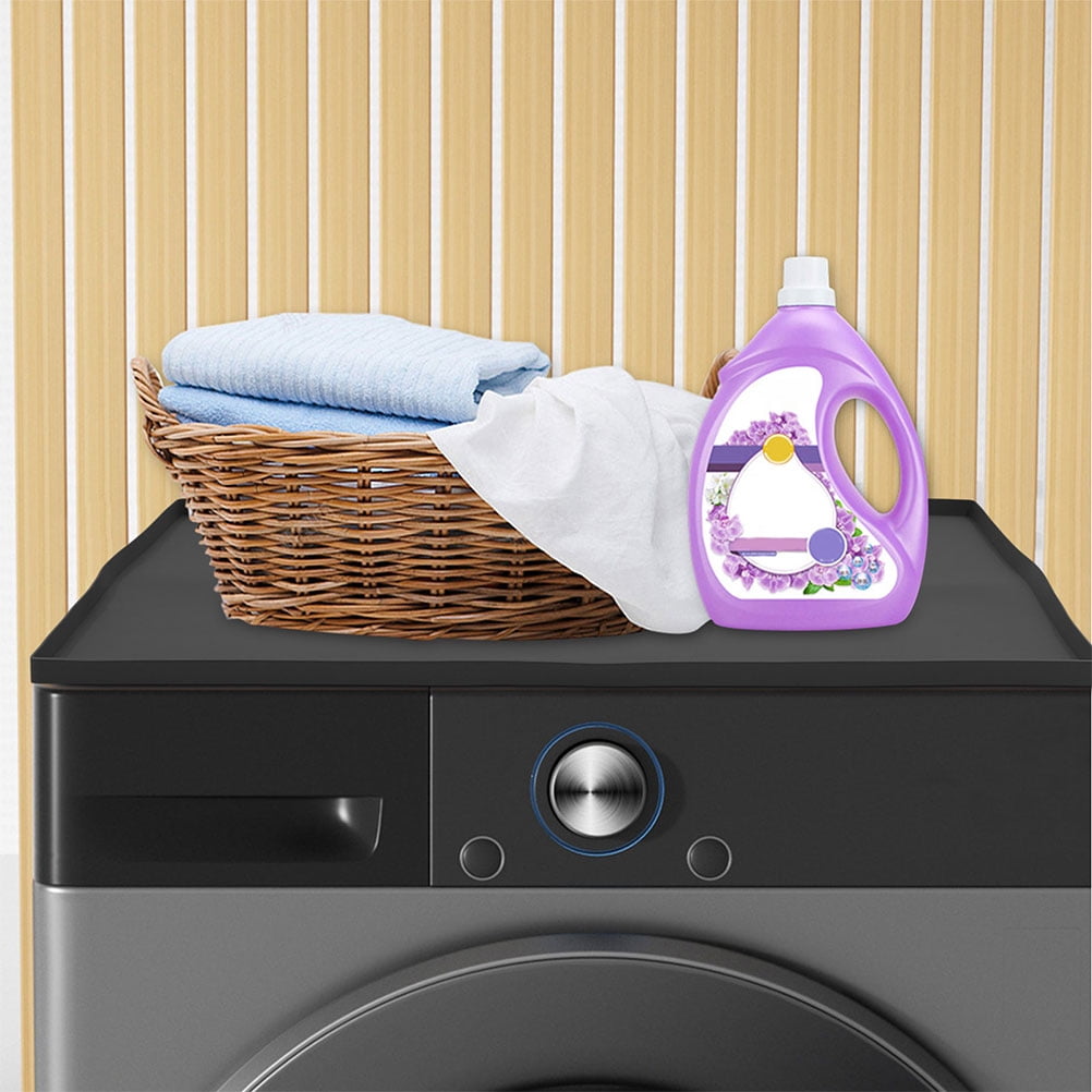 COMPUKAS Black Protective Mat for Washer Dryer, 1 Piece Laundry Room Floor Mat, Non- Washer Dryer Accessory