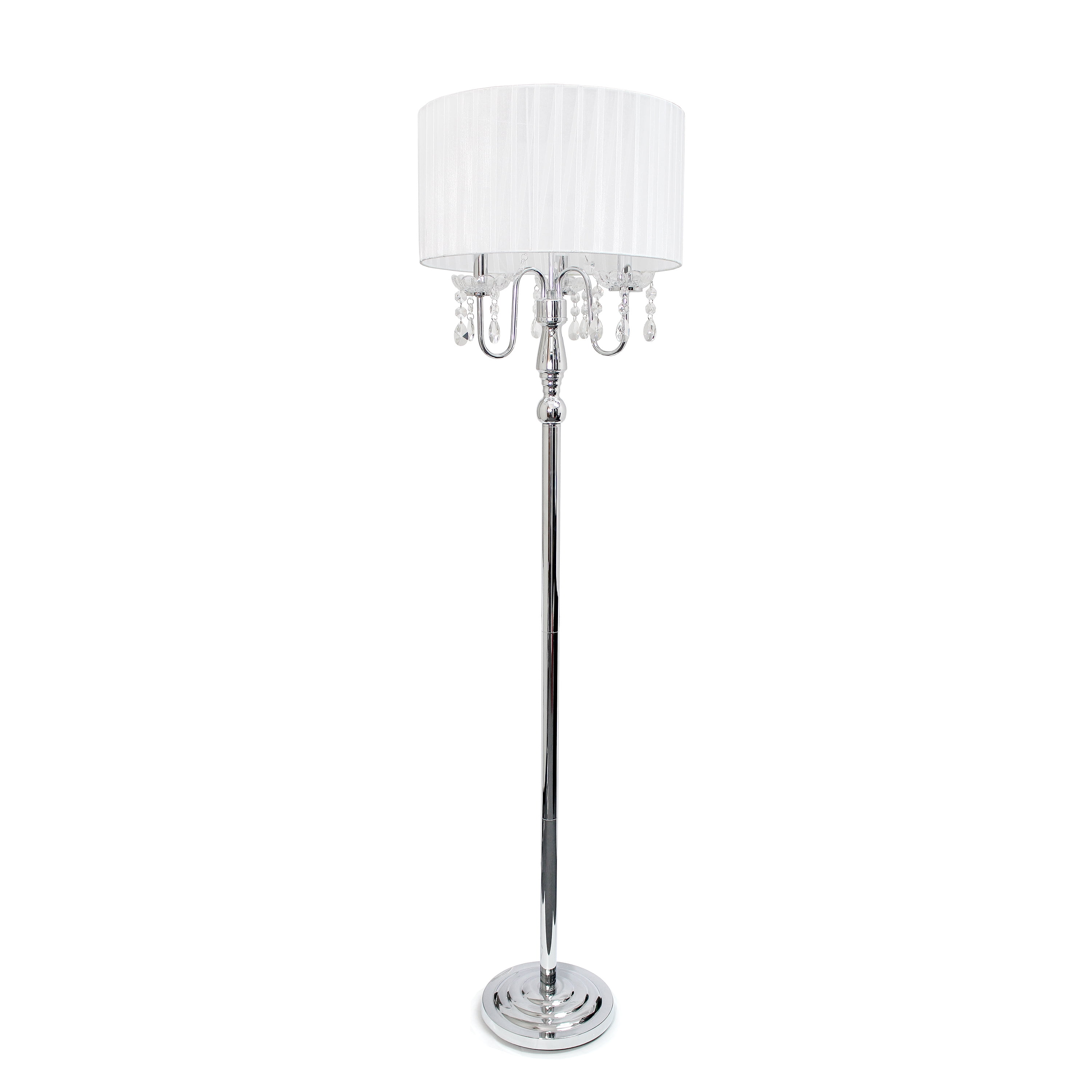 Trendy Romantic Sheer Shade Floor Lamp, Ore International 20 25 In Silver Chandelier Table Lamp With Crystal Shade