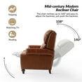 thumbnail image 3 of Mid-century Genuine Leather Pushback Recliner Chair with Nailhead Trim Brown, 3 of 8