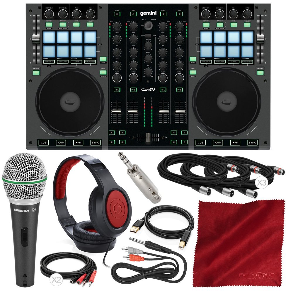 Gemini G4V 4Channel Virtual DJ Controller and Mixer with Samson