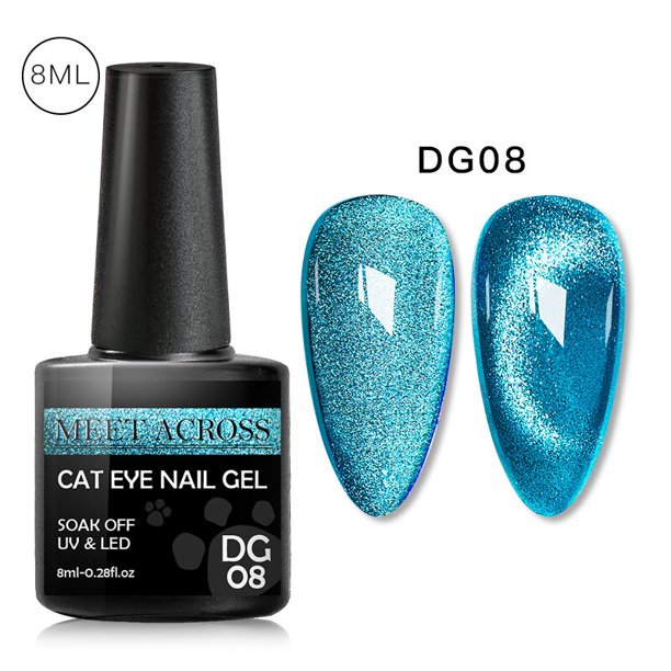 MEET ACROSS 7ml Láser Fluorescente Reflectante Gato Gel magnético Neón Verano Brillo Espumoso Soak Off Nail Art UV LED Barnices Tan Jianjun unisex