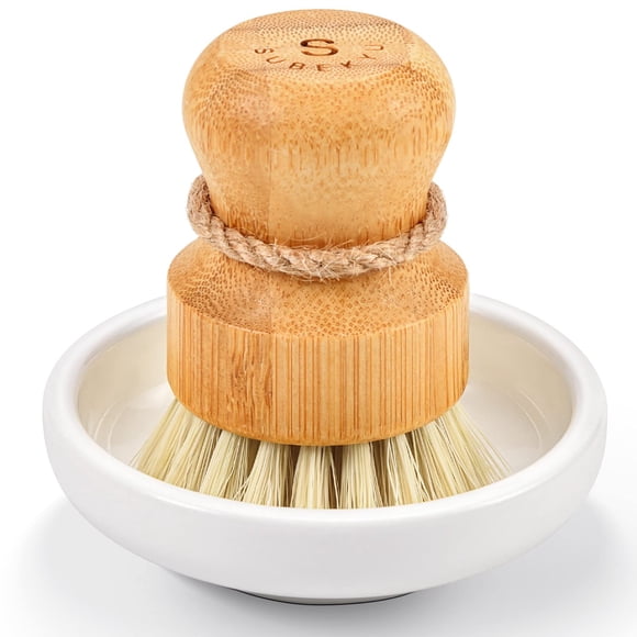 Cepillo de bambú para fregar platos SUBEKYU para fregadero de cocina con cerdas de sisal
