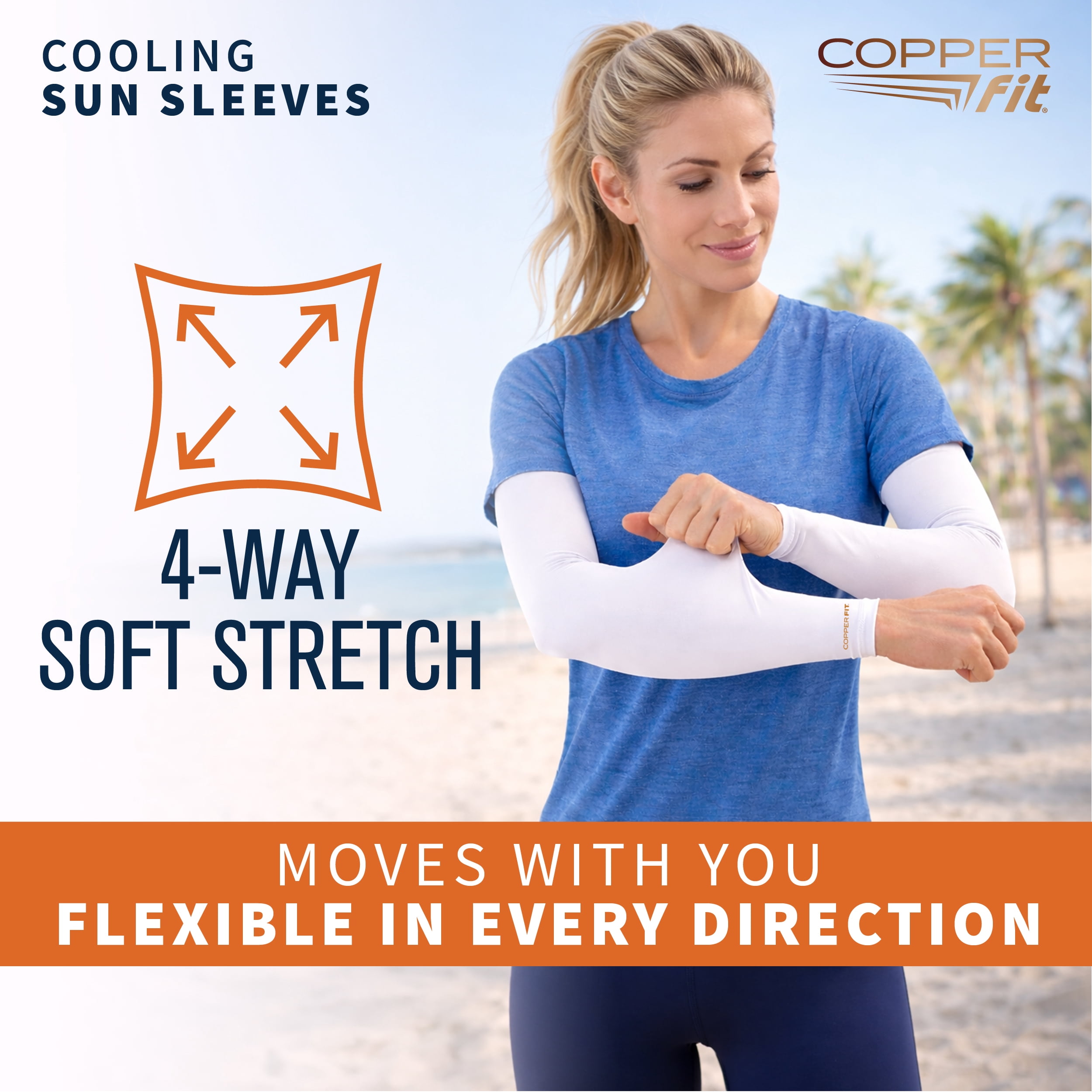 Copper Fit Cooling Sun Sleeves, UPF 50+ UV Protection Arm Sleeves, Breathable & Sweat-Wicking, Large/XL, 2 Pack