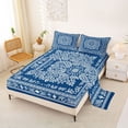 thumbnail image 2 of jejeloiu Nautical Vintage Floral Queen Sheets For Men Women,Paisley Print Queen Sheet Sets,Blue White,4 Pieces,1 Flat Sheet, 1 Fitted Sheet and 2 Pillowcases, 2 of 6