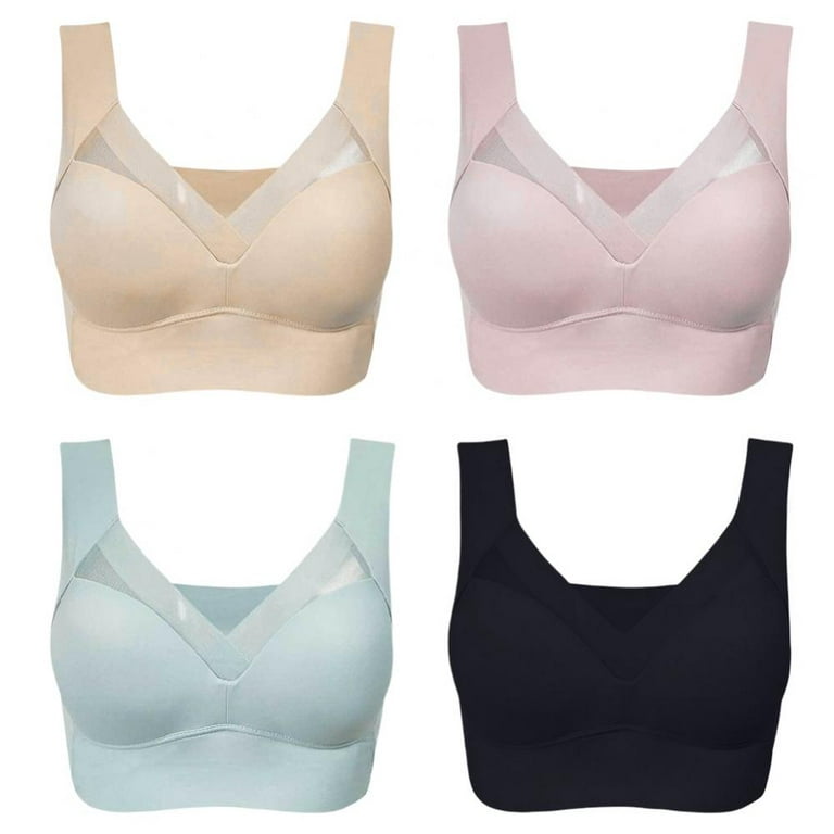 Xmarks Straples Bras for Women Push up Wide Strap - Plus Size Gathers  Shock-proof Intimate Comfortable Soft Bralette Bra M-5XL(4-Packs)