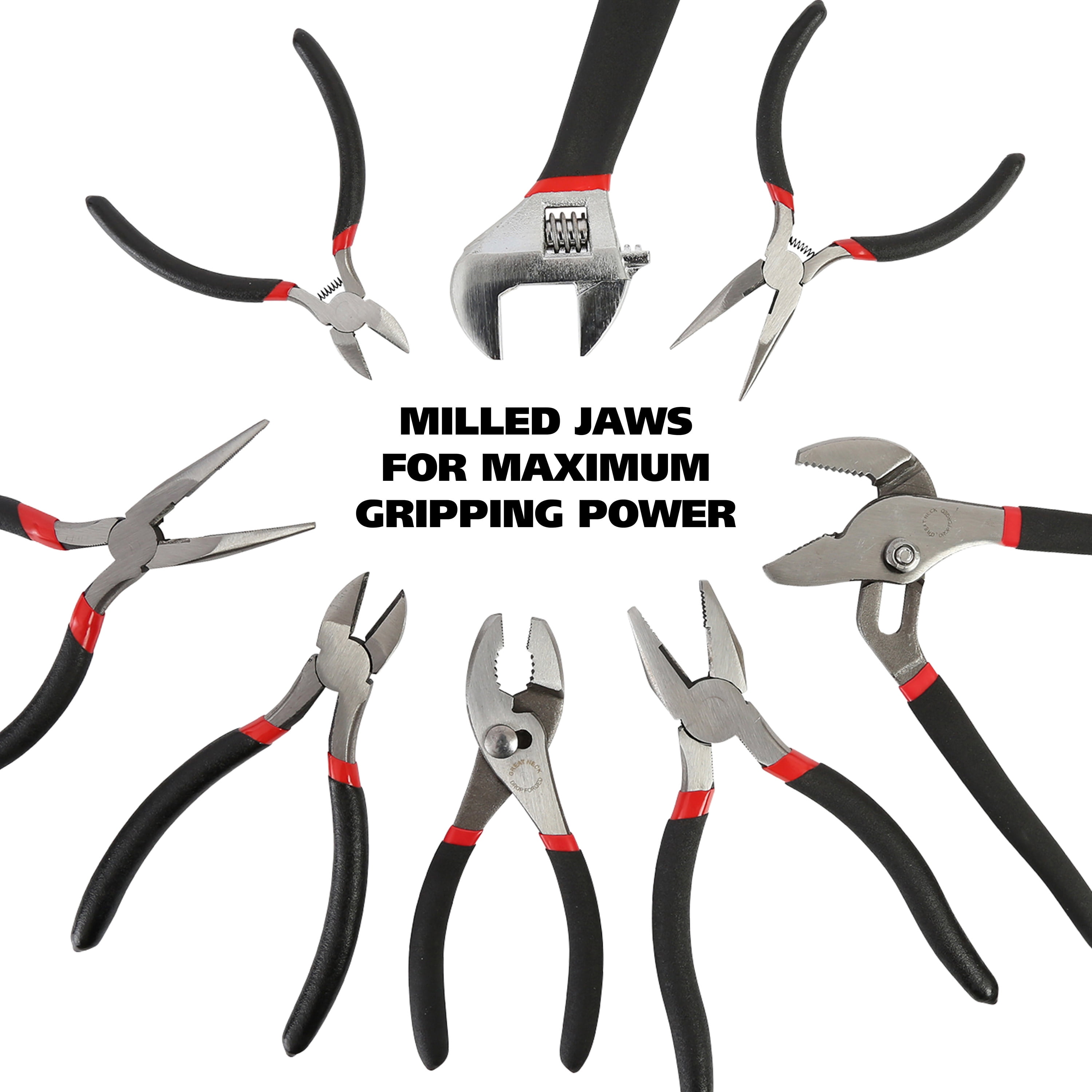 GreatNeck 8 Piece Pliers Set with Adjustable Wrench