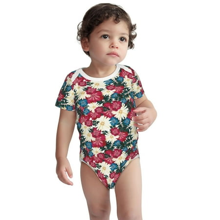 

Fotbe Beautiful Flower Pattern Unisex-baby Short-sleeve Bodysuit Short Sleeve Bodysuits One-piece 100% Organic Cotton for Infant Baby Boys Unisex-12 Months