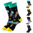 thumbnail image 3 of Xfvqtps Mens and Womens Crew Socks Astronaut Prints Knit Mid Tube Thickening Comfortable Soft Cozy Indoor Sleep Warm Winter Socks Blue, 3 of 3