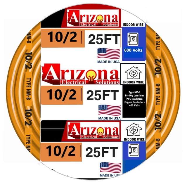 Cable eléctrico ARIZONA ELECTRICAL SOLUTIONS 25 pies 10/2 NM-B