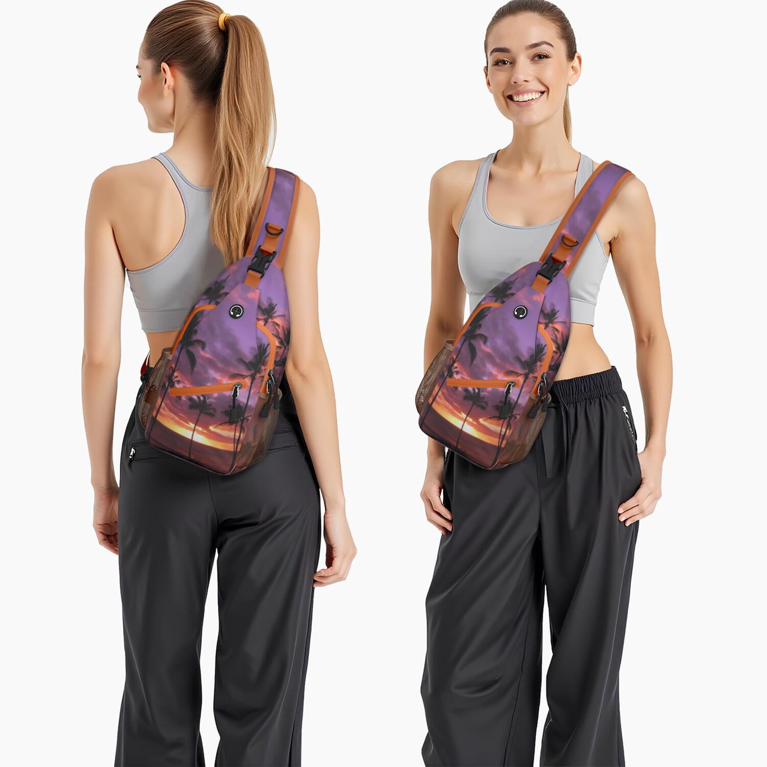 Tropical Palm Trees Sling Bag for Men & Women - Vibrant Anti-Theft Crossbody Bag with Spacious Pockets - Durable Travel Backpack for Hiking, Biking, Commuting