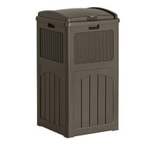 30 Gallon Trash Can, Resin Outdoor Garbage Can with Lid, Waterproof Hideaway Patio Waste Bins for Outside Use (Deep Brown)