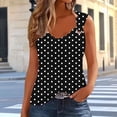 thumbnail image 4 of Pounoo Tank Tops for Women V Neck Polka Dot Print with Metal Ring Detail Loose Fit Soft Comfy Casual Daily Shirts Gift, 4 of 5