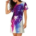thumbnail image 2 of Kdxio Dual Skulls Colorful Fusion Pattern Womens Short Sleeve Sleepshirt Scoopneck Cute Nightdress Ruffle Comfy Nightgown, 2 of 6