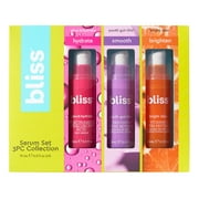 Bliss Mini Serum Kit 3pc Collection, for Hydrating, Smoothing, and Brightening, All Skin Types, 0.5 fl oz, 3pc