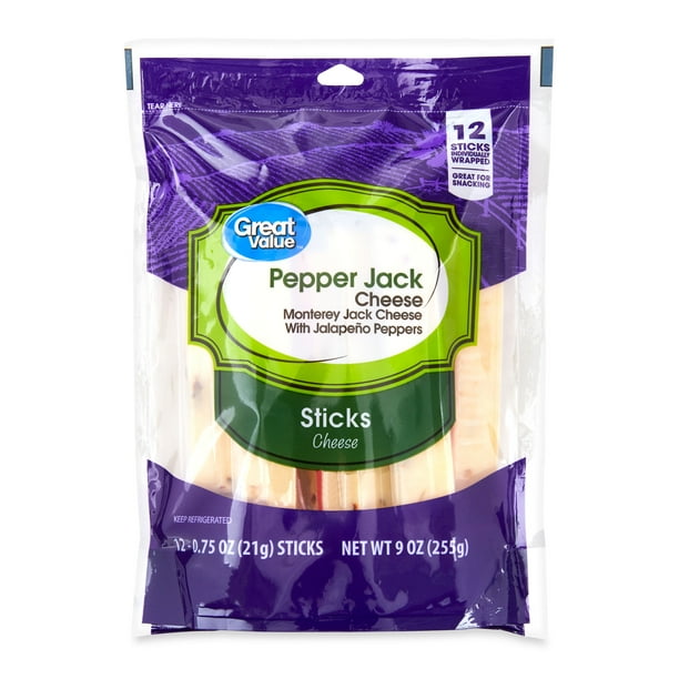 Great Value Pepper Jack Cheese Sticks, 9 oz, 12 Count