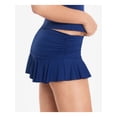 thumbnail image 2 of LAUREN RALPH LAUREN Women's Blue Stretch Ruched Hipster Ruffled Full Coverage Beach Club Solids Swim Skirt Swimsuit Bottom 0, 2 of 2