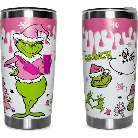 

20 oz Christmas Grinchi Tumbler with Straw Stainless Steel Tumbler for Christmas Gift Coffee Cup Travel Tumbler - grinchi 14