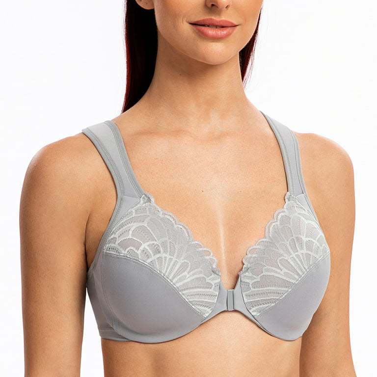 MELENECA Underwire Front Closure Bras for Women Cabernet Red 42B 