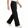 thumbnail image 6 of Boy's Loose Wide Leg Cargo Sweatpants Solid Color Drawstring Pants Elastic Waisted Casual Comfortable Pants with Zip Pocket 5-14 Years, 6 of 7