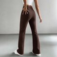 thumbnail image 6 of CIENVNSTG Women's Wide Leg Pants Ribbed Casual Flare Leg Pants Elastic High Waist Slim Fit Home Bell Bottom Pants for Daily Wear Outings Coffee S, 6 of 6