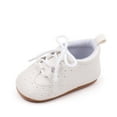 thumbnail image 5 of Baby Boys Girls Shoes Non-Slip Rubber Sole High-Top PU Leather Sneakers Infant First Walking Shoes Toddler Crib Shoes Newborn Loafers Flats White 3 Months, 5 of 6