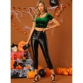 thumbnail image 3 of Top Corto De Terciopelo Para Mujer, Cuello Cuadrado, Manga Corta, Casual, Ajustado, Camiseta Verde L, 3 of 6