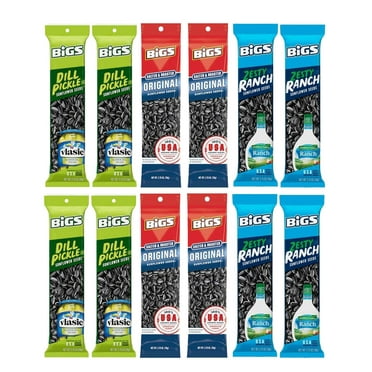 BIGS Sunflower Seeds Variety Pack, Original, Dill Pickle, Zesty Ranch, 2.75 Ounce Each, 4 per Flavor (Pack of 12)