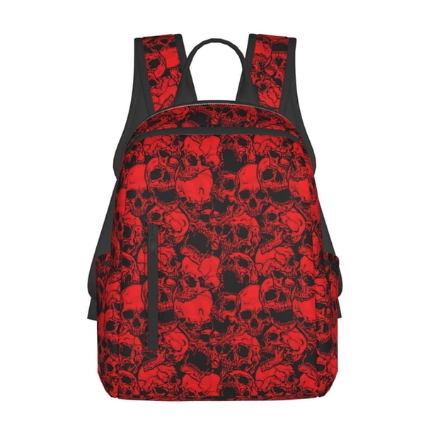 Disketp Red Skulls 3 Mochila Ligera e Impermeable, Mochila de Día Resistente para Viajes, Senderismo y Uso Diario para Hombre y Mujer