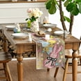 thumbnail image 3 of Artoid Mode Floral Bow Bunny Rabbits Eggs Easter Table Runner, Seasonal Spring Kitchen Dining Table Decoration for Home Party Decor 13x72 Inch, 3 of 10