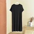 thumbnail image 5 of OVAFBAU Womens Nightgown Sleepshirt Pajama Dress Casual Cotton Crew Neck Short Sleeve Slit Loose Loungewear Dress Sleepwear, 5 of 6