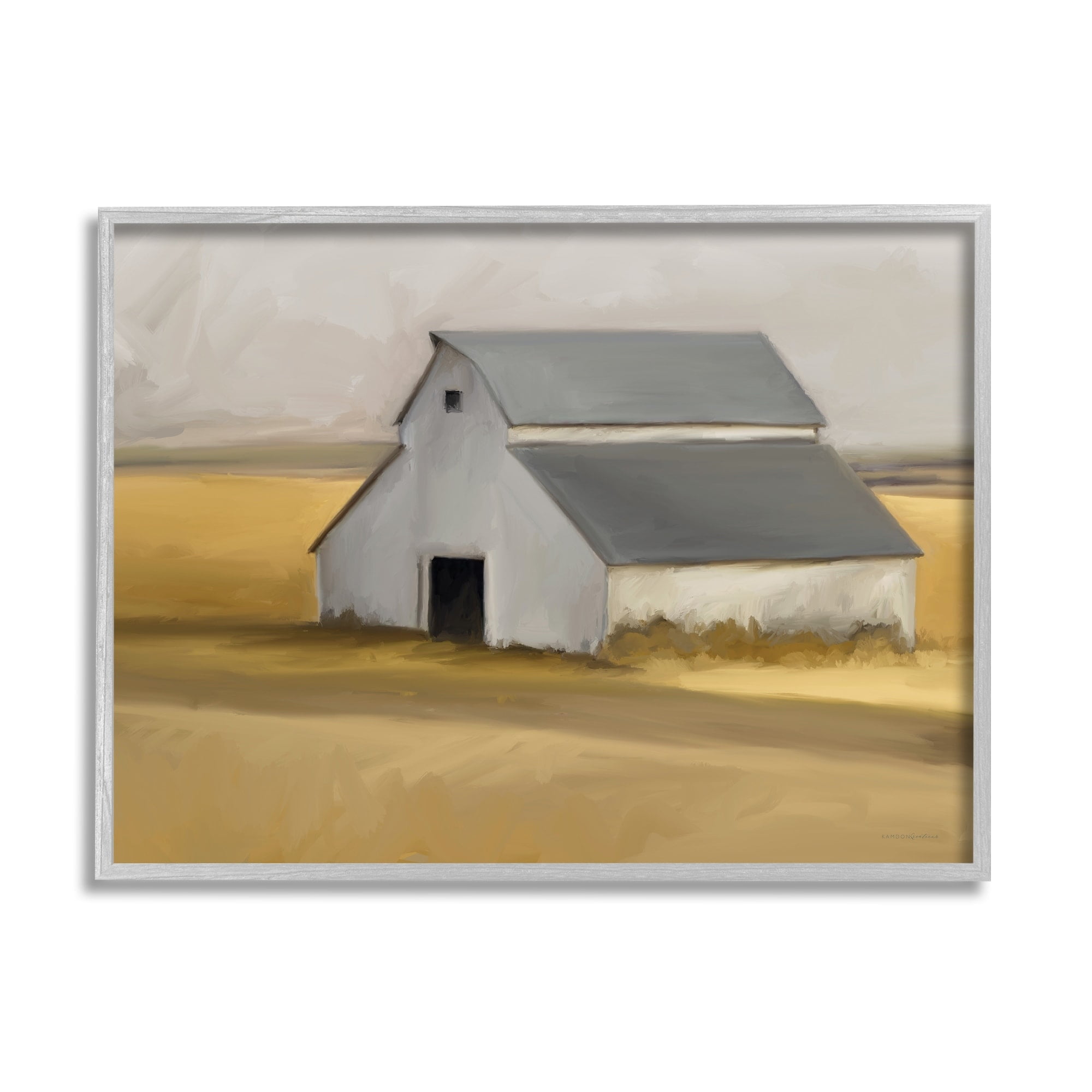 Stupell Industries Autumn Field Farmhouse Barn Landscape Cool Cloudy Sky, 30 x 24, Design by Kamdon Kreations