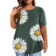 thumbnail image 1 of Gibobby Playera de Verano para Mujer Tops talla grande para mujer, túnica con estampado Floral verano, Tops primavera, camisas manga corta con cuello re(Verde,G), 1 of 3