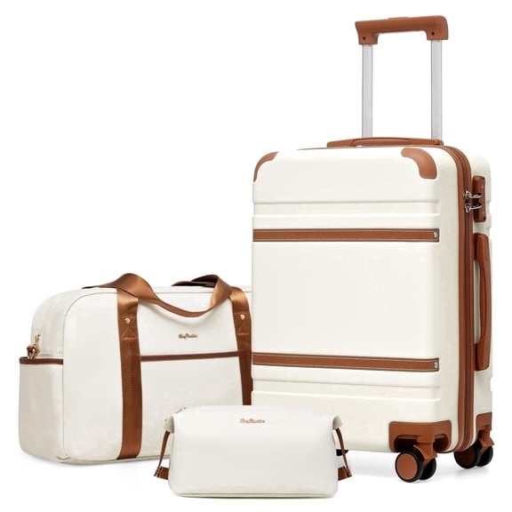 LONG VACATION Carry On Luggage Set 3 Piece, 20 Inch ABS PC Hardshell Carry on Suitcase with Spinner Wheels TSA Lock & YKK Zipper