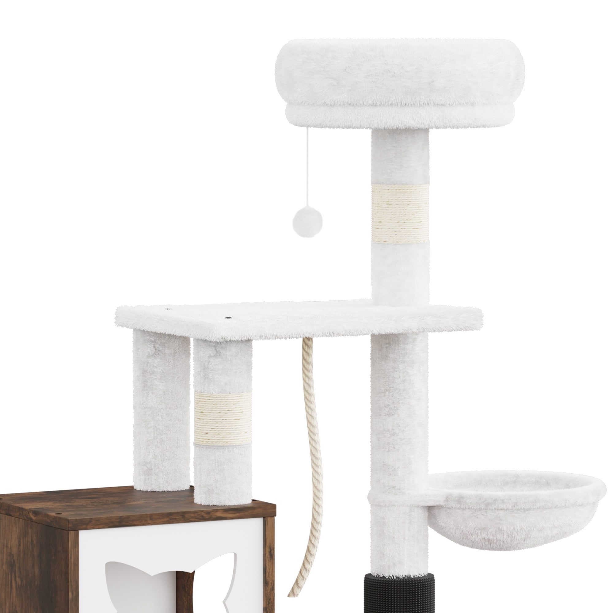 Uforic Cat Tree with Litter Box Enclosure, 2-in-1 Modern Cat Tower Combo, 53.5" Hidden Litter Box Furniture, Rustic Brown