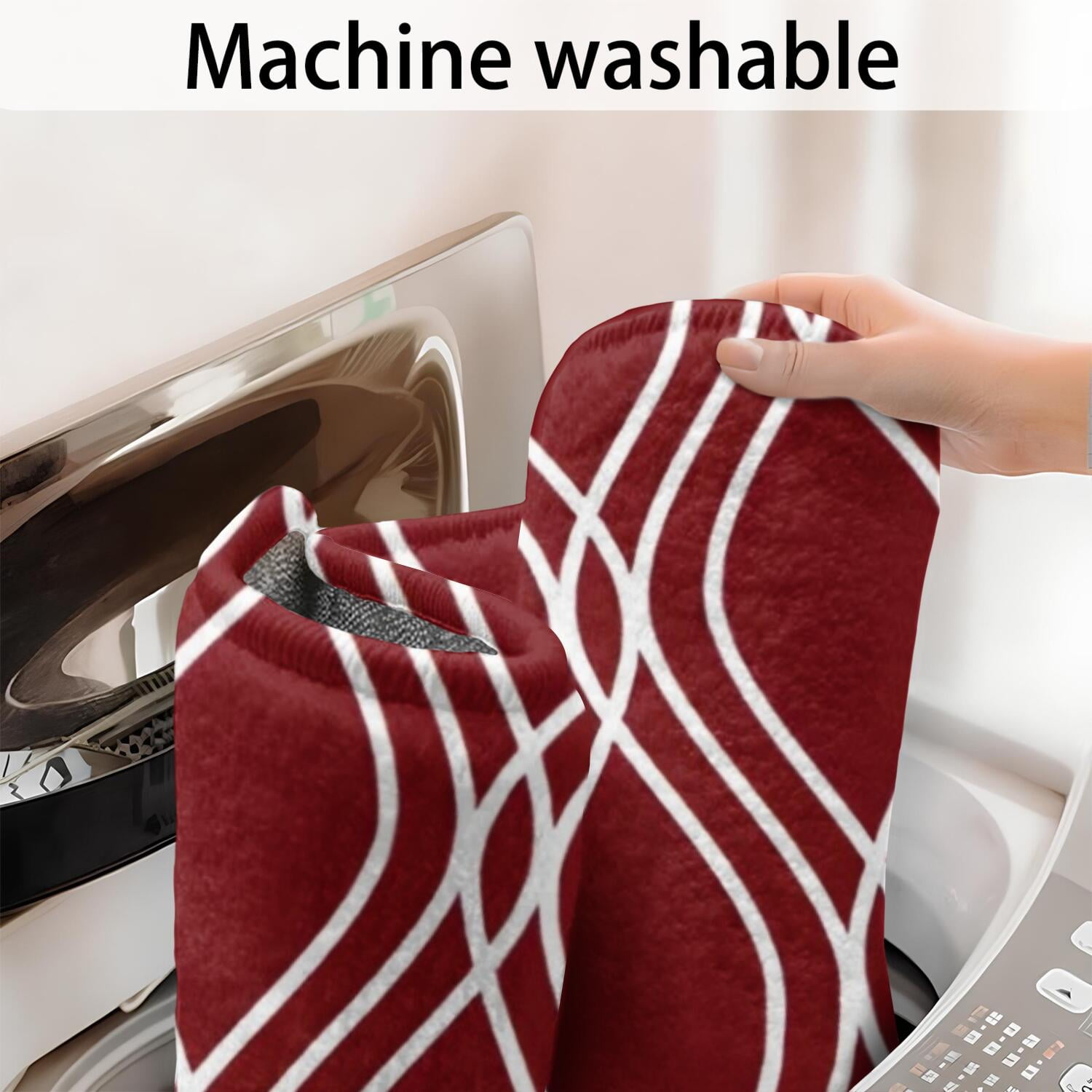 Burgundy and White Wavy Pattern Bathroom Rugs Mat,Non Slip Microfiber Bathroom Rug,Rubber Backing,Soft Bathroom Mats for Bathroom Floor,Tub and Shower,60x24in(150x60cm)
